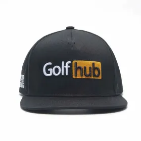 Golf Hub Black SnapBack Golf Hat - Flat Brim