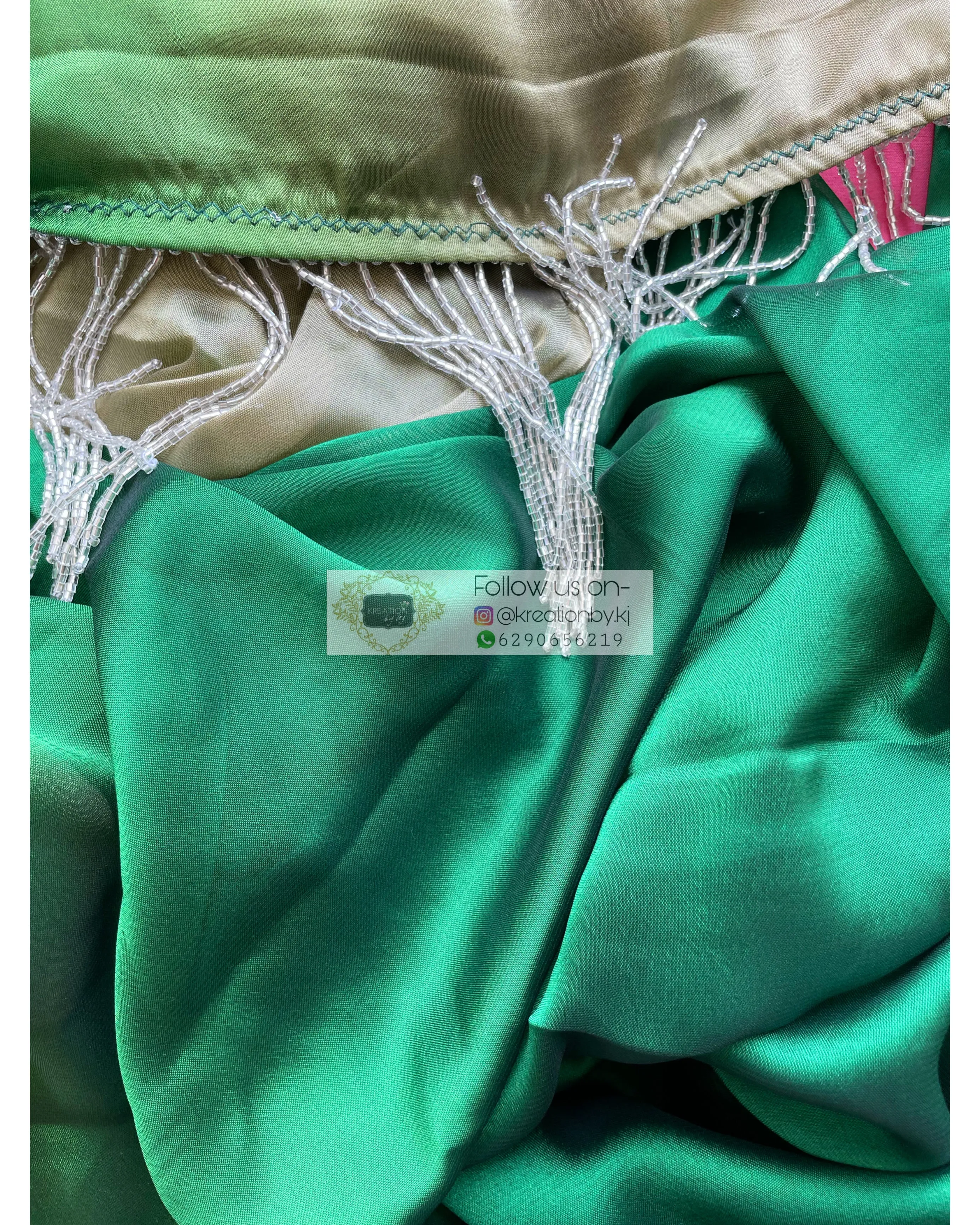 Green Mimosa Ombré Georgette Saree with Handmade Tassels on Pallu