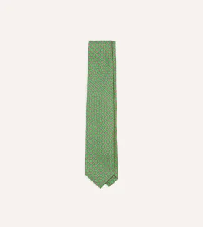 Green Square Medallion Self-Tipped Silk Tie