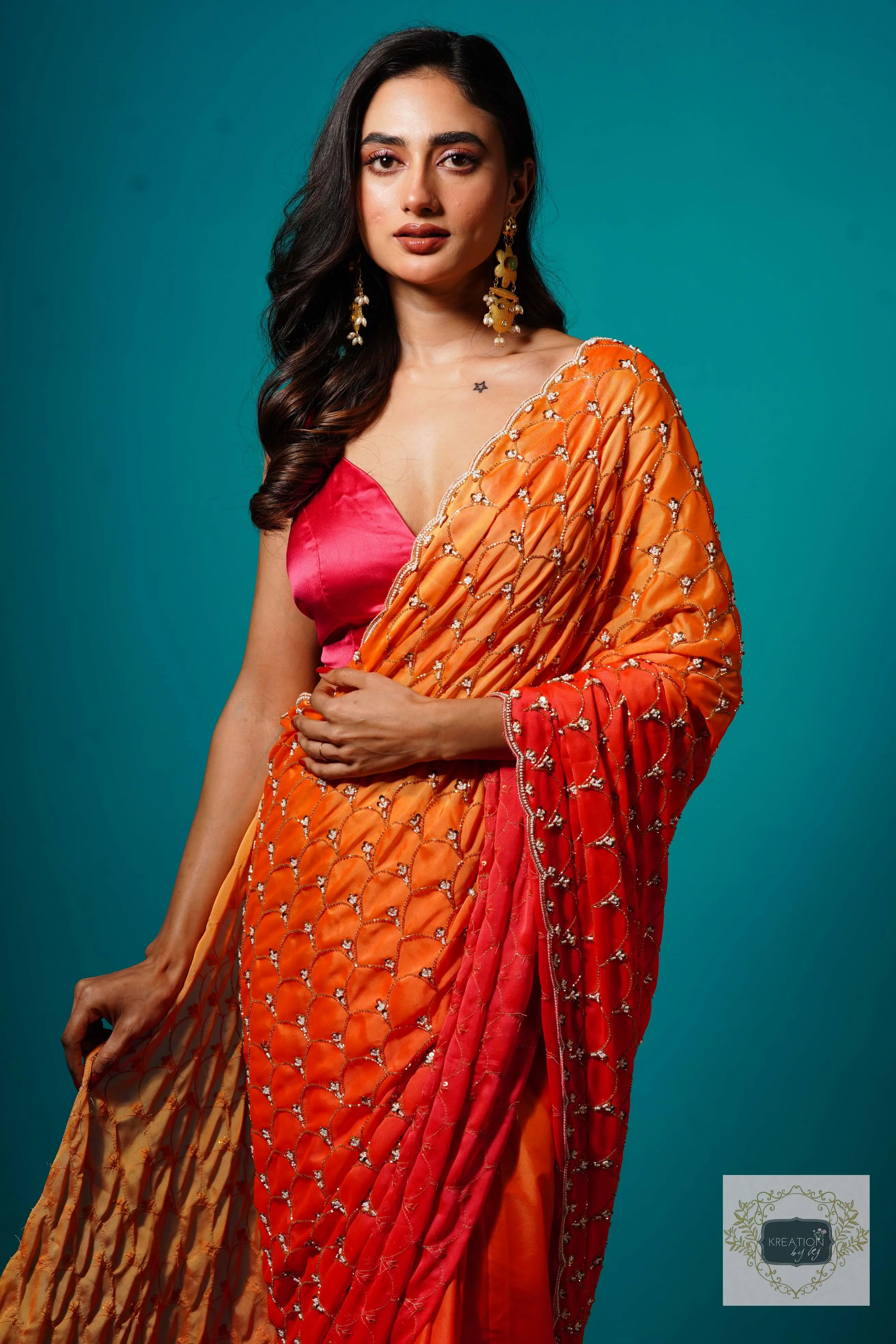 Gulab Khas Ombre Mehraab Jaal Cutdana Saree