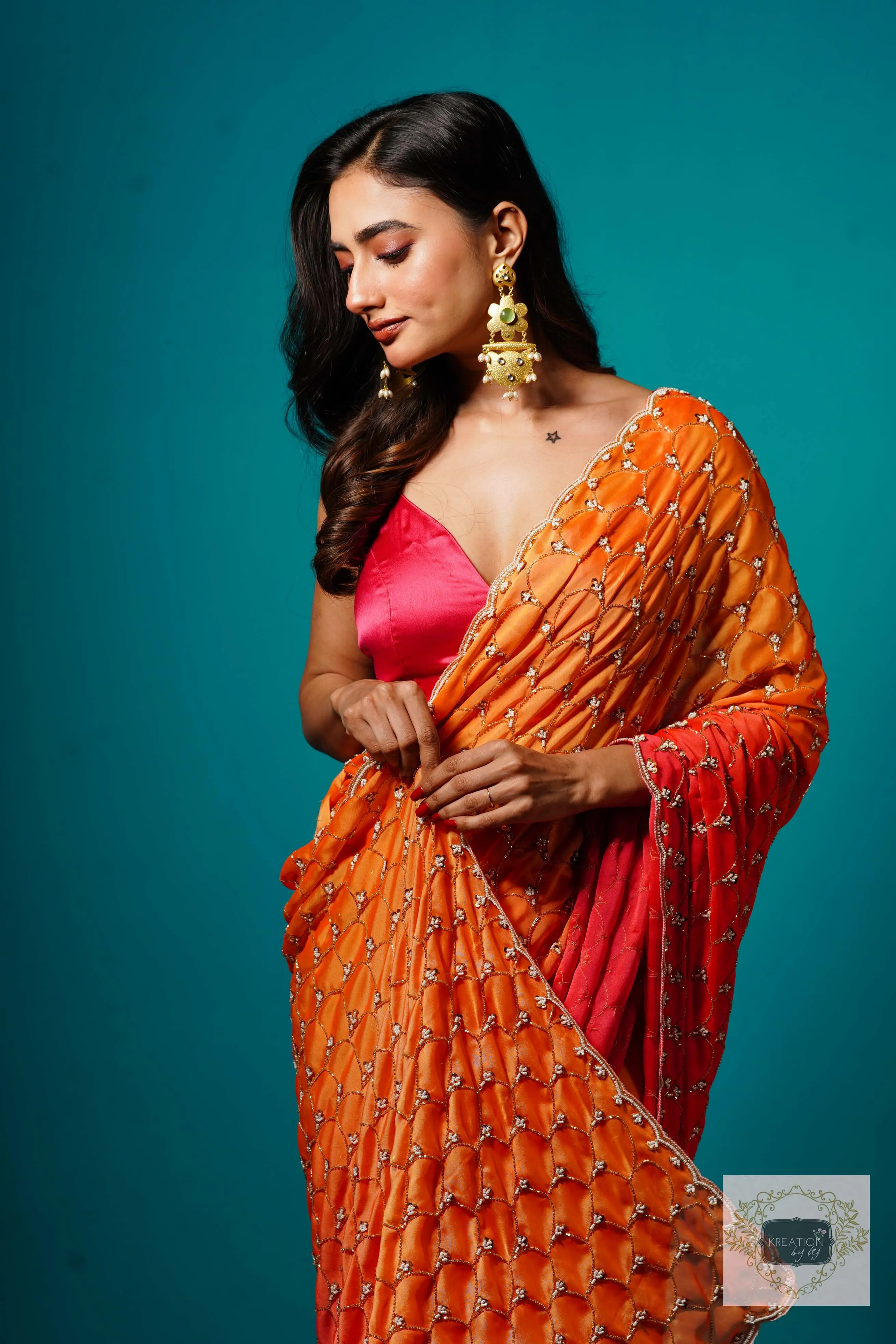 Gulab Khas Ombre Mehraab Jaal Cutdana Saree