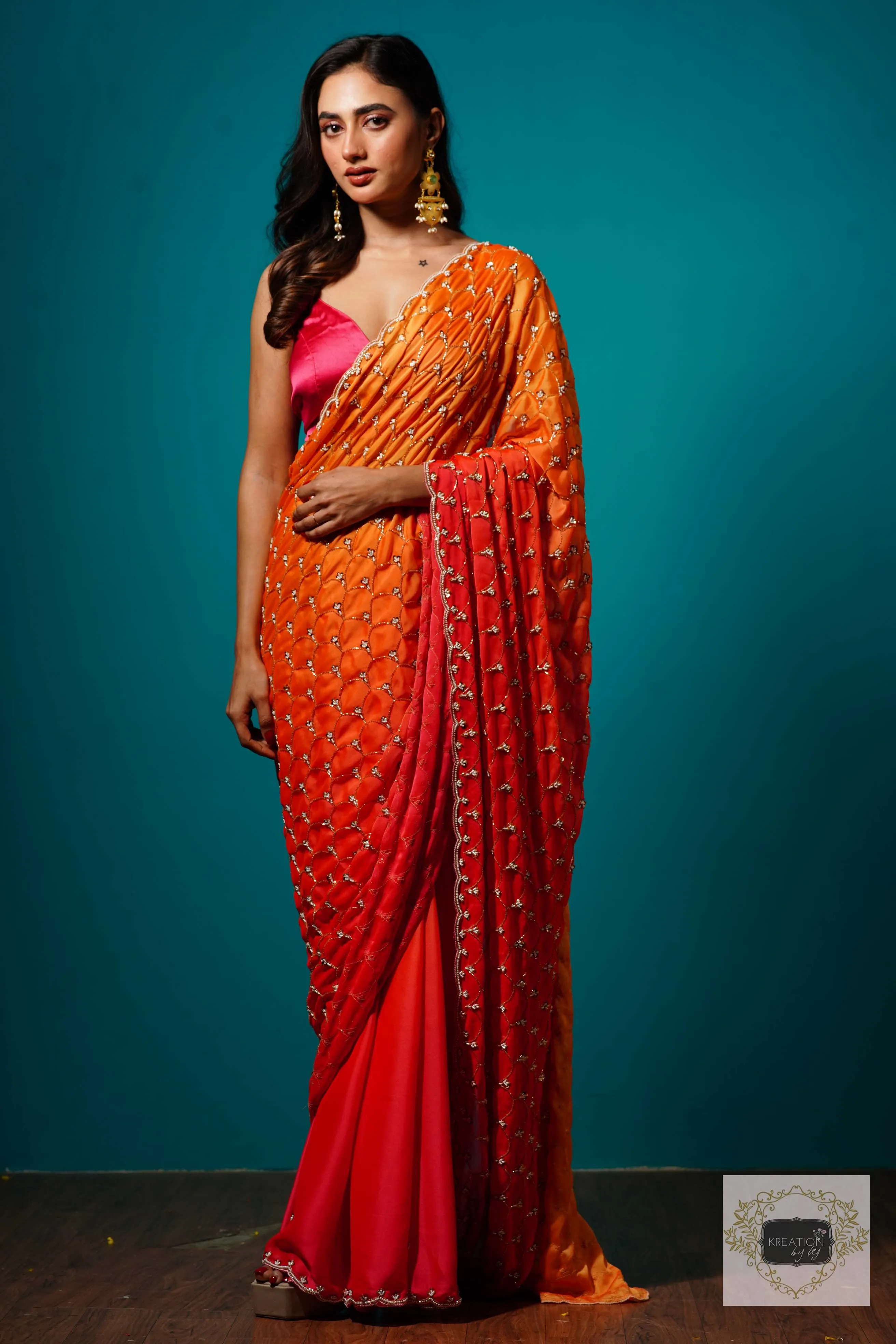 Gulab Khas Ombre Mehraab Jaal Cutdana Saree