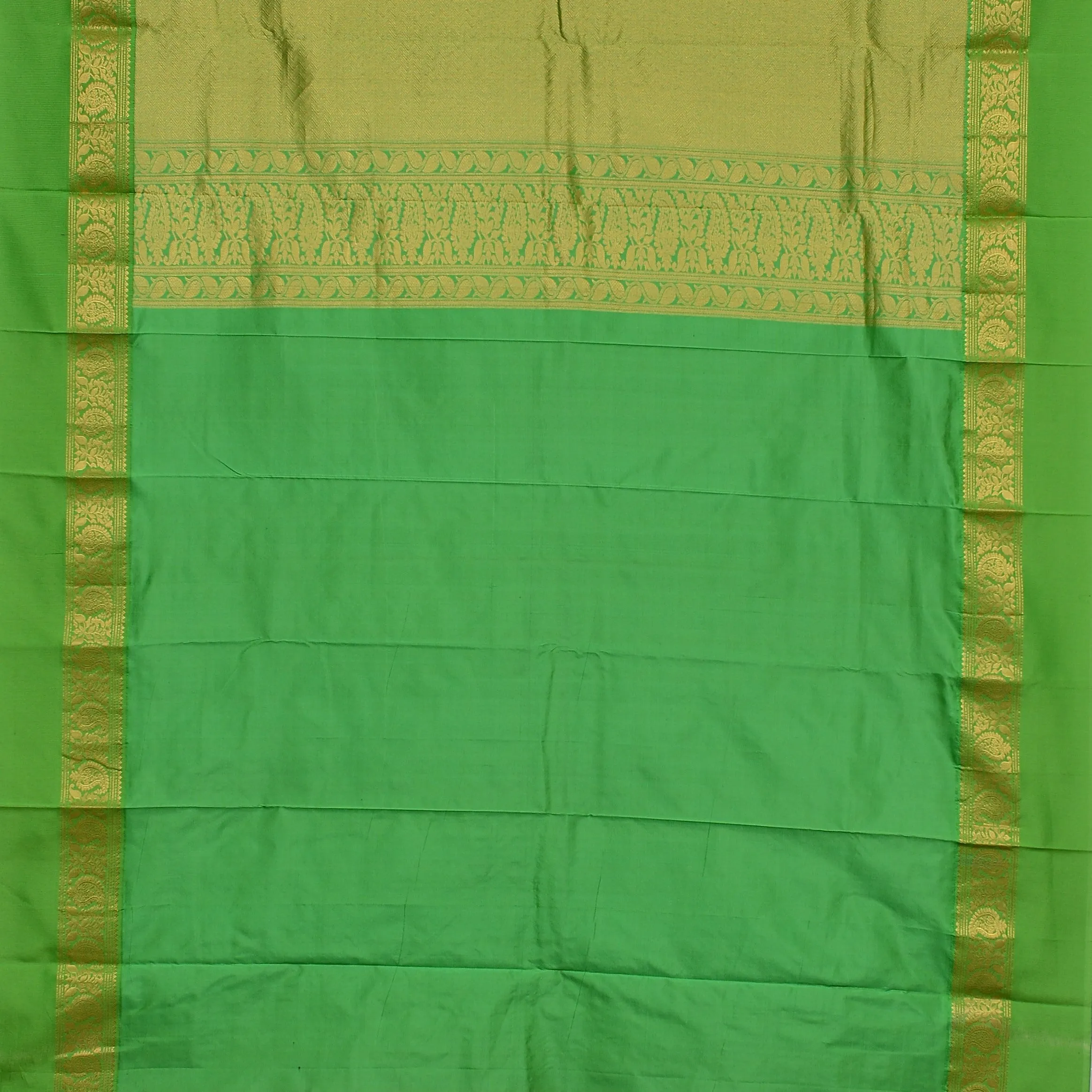 Handwoven Blue and Pink with Green Bangalore Silk Saree - 127N010025DSJ