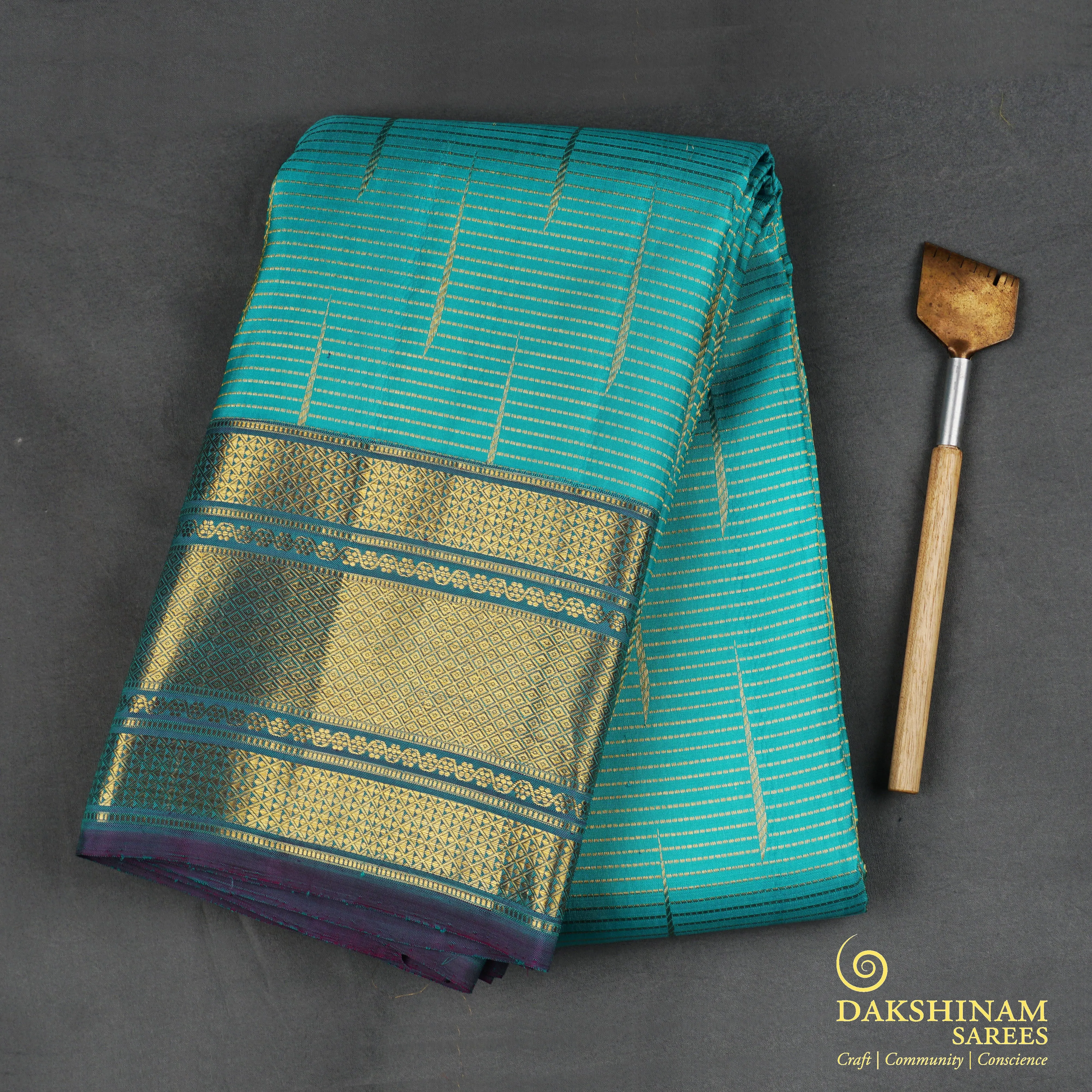 Handwoven Blue Kanjivaram Silk Saree - 1806T008511DSC