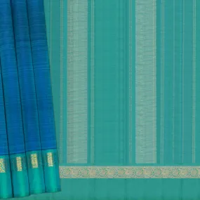 Handwoven Blue with Green Kanjivaram Silk Saree - 2066T010313DSC