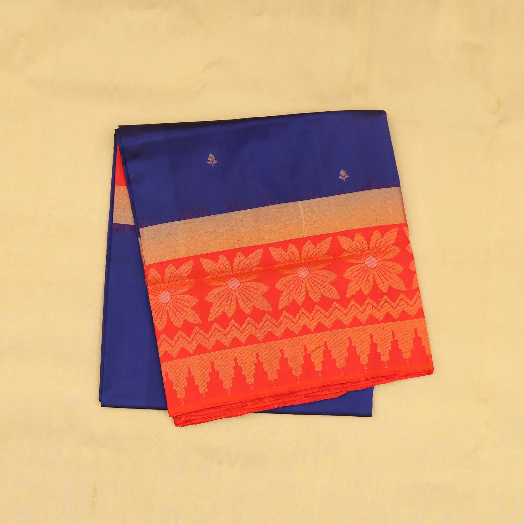 Handwoven Blue with Red Kanjivaram Silk Saree - 379T002625DSA