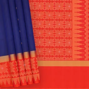 Handwoven Blue with Red Kanjivaram Silk Saree - 379T002625DSA