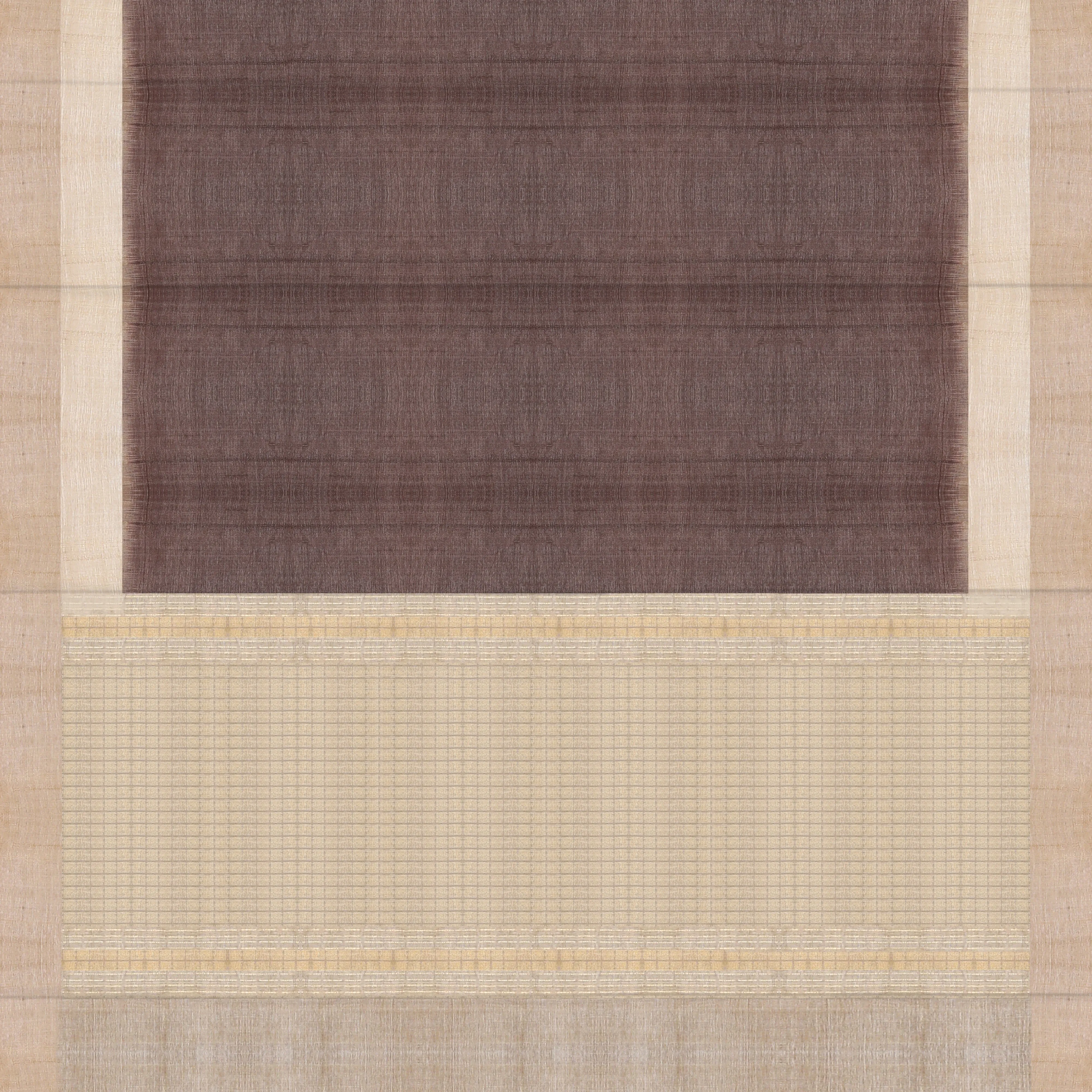 Handwoven Brown with beige and Off-white Tussar Silk Saree - 1199T000917DSC