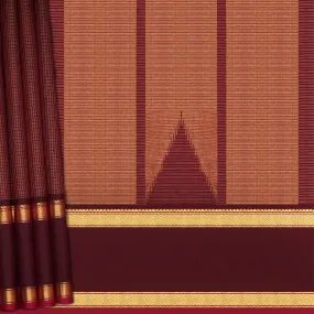 Handwoven Burgundy Kanjivaram Silk Saree - 1579T006364DSC