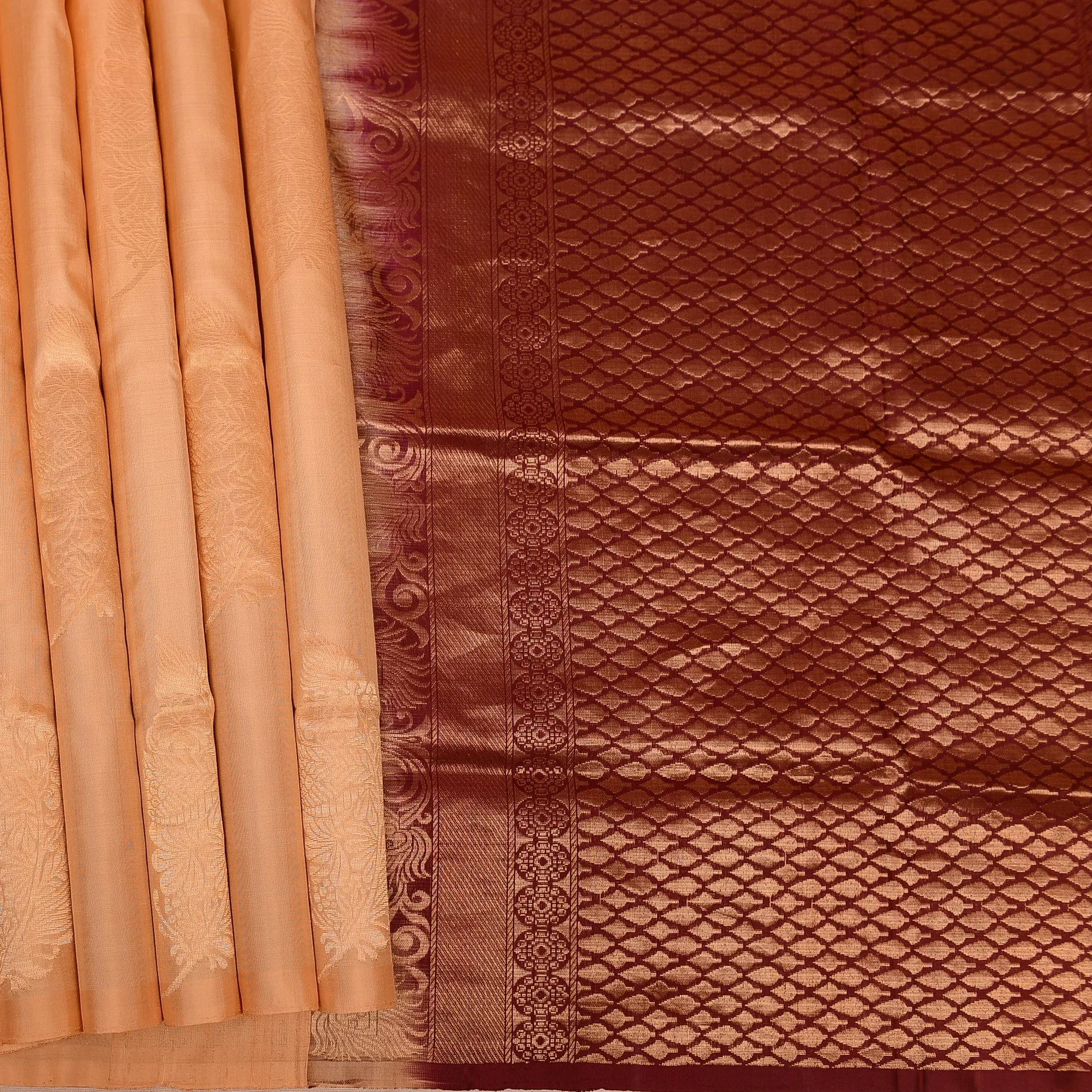 Handwoven Cream with Brown Soft Silk Saree - 440N010781DSJ