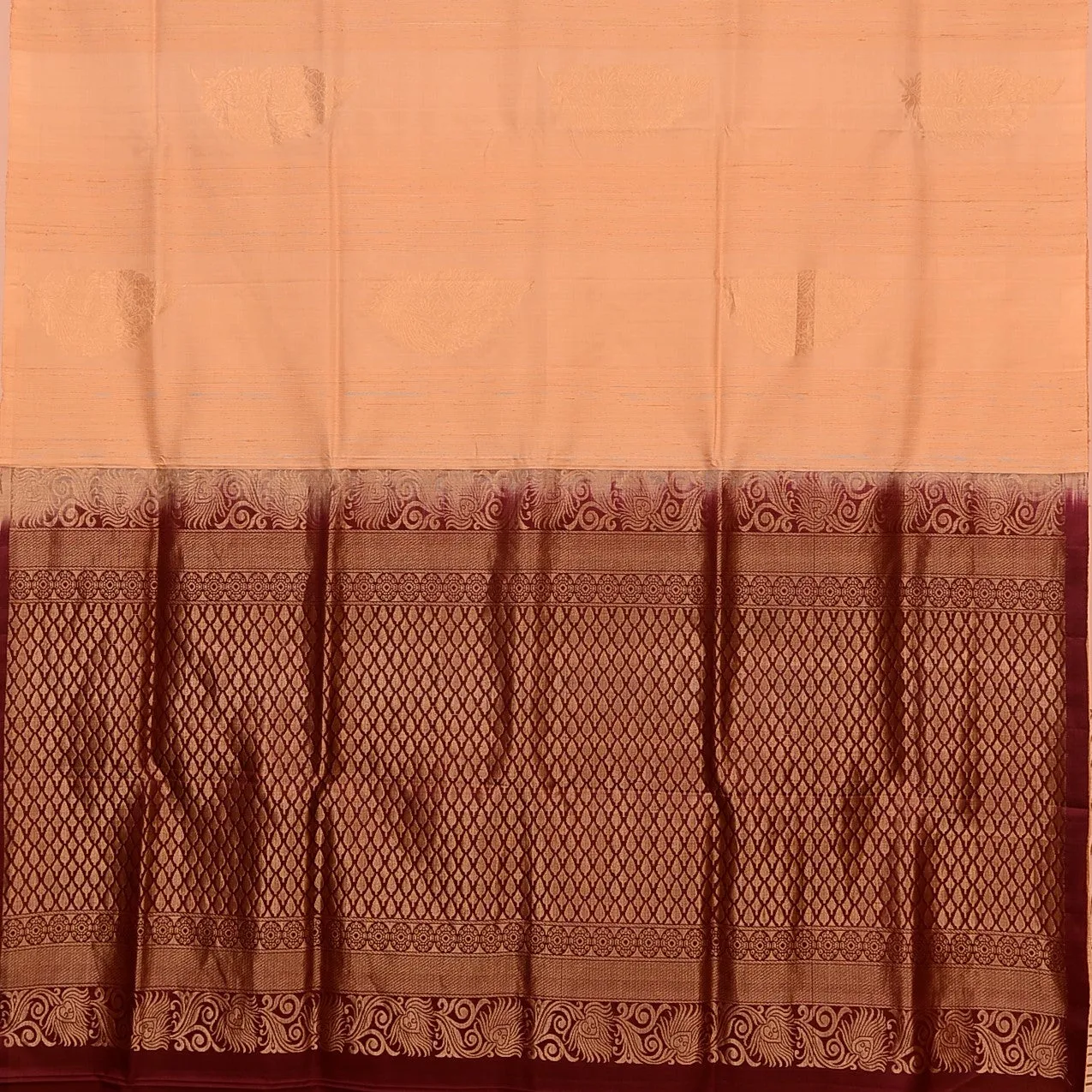 Handwoven Cream with Brown Soft Silk Saree - 440N010781DSJ