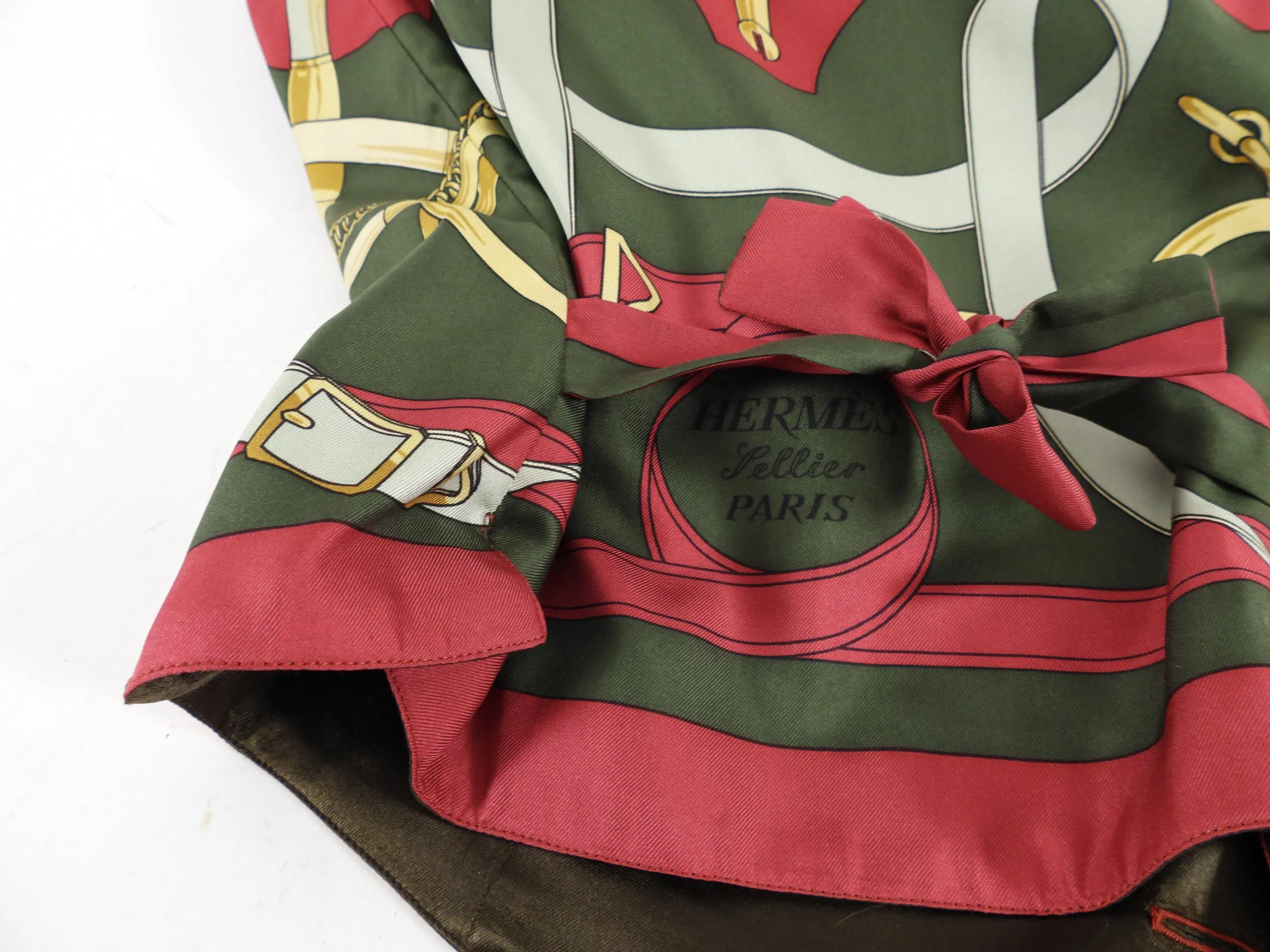 Hermes Dark Green and Red Eperon D'or Vintage Silk Scarf Print Vest