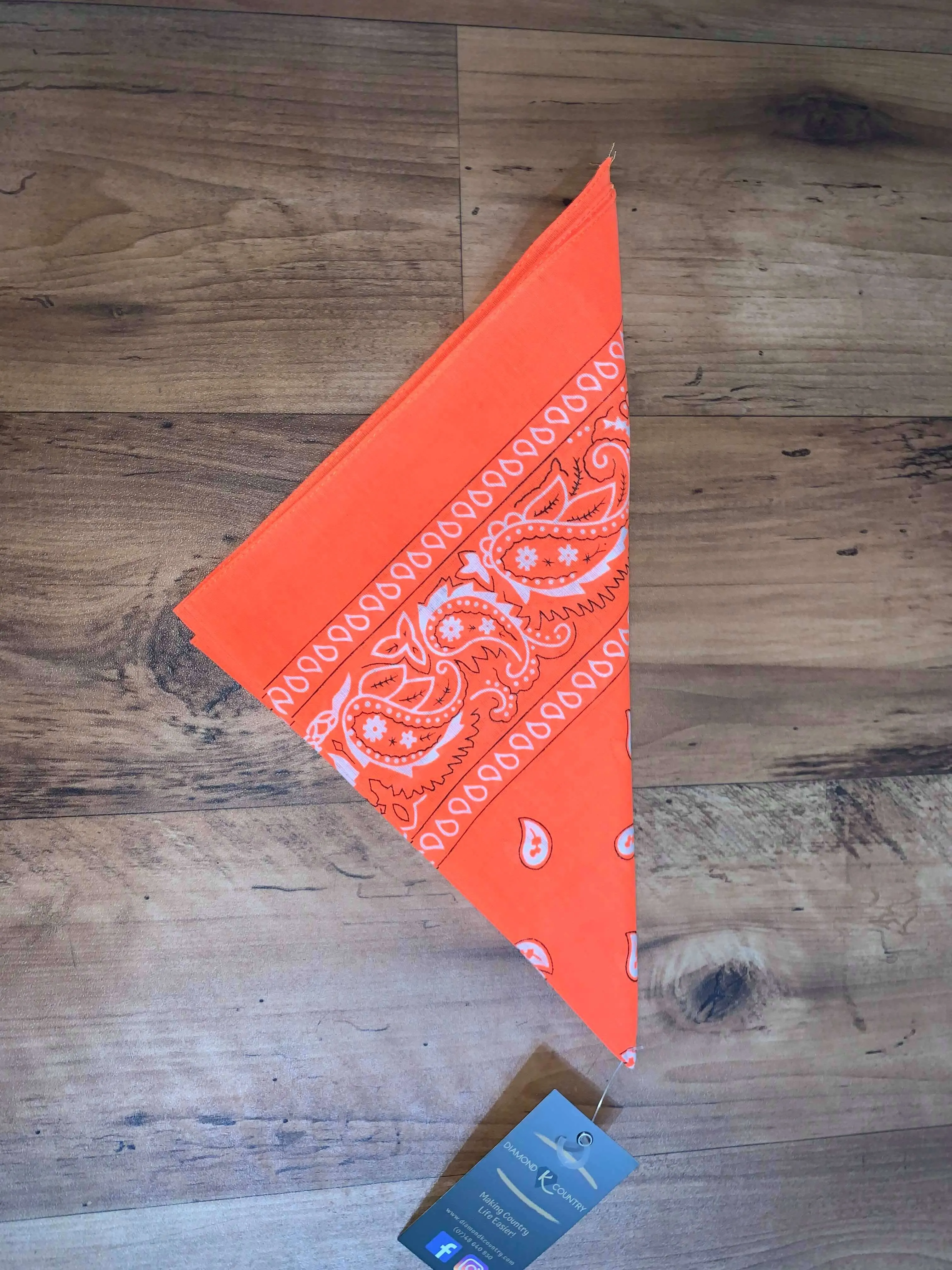 Hi-Vis Orange Paisley Design Bandana - 100% Cotton