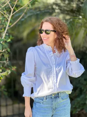 Joy Joy Ruffle Collar Blouse in White