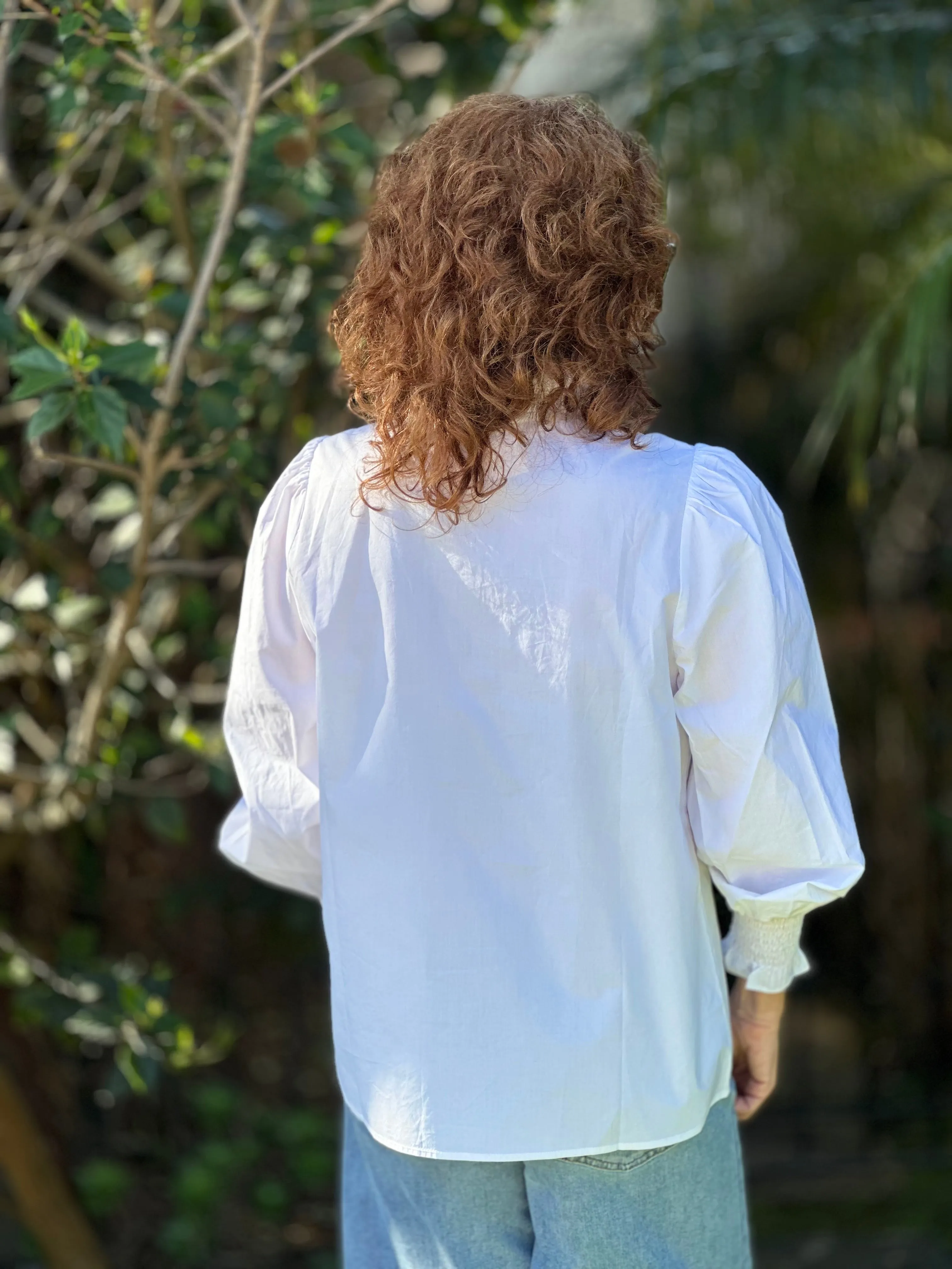 Joy Joy Ruffle Collar Blouse in White