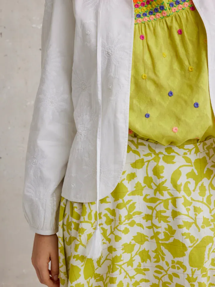 Juniper Berry Blouse in Lime with embroidered by Nimo