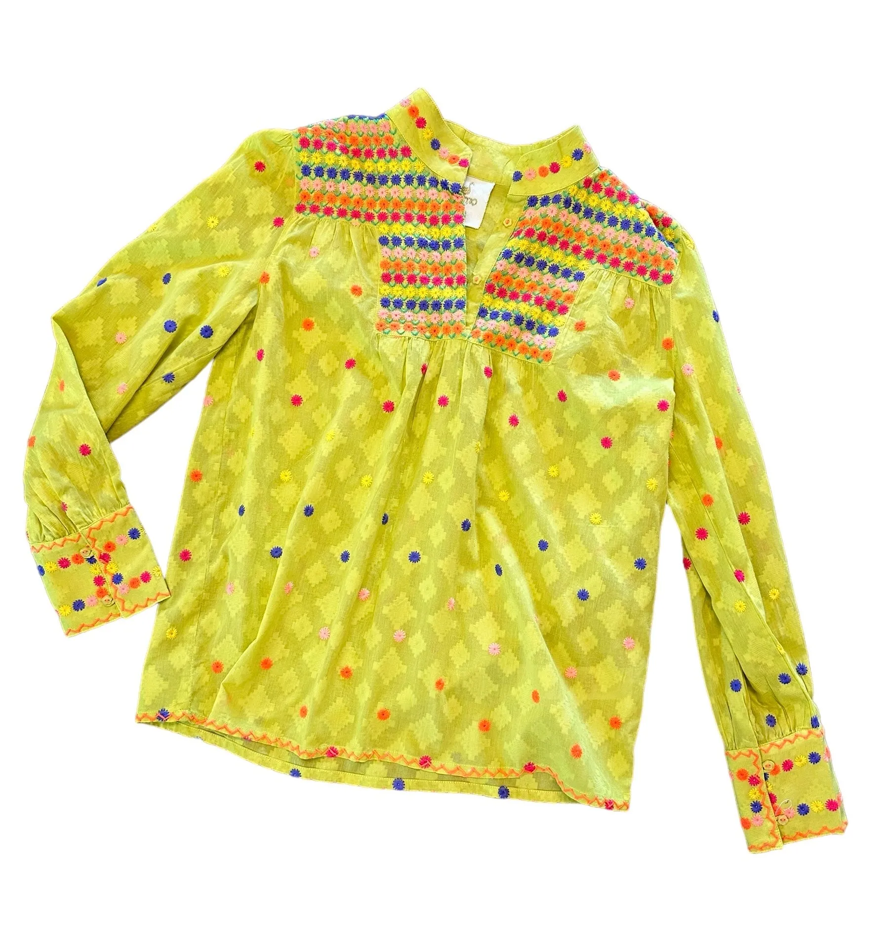 Juniper Berry Blouse in Lime with embroidered by Nimo