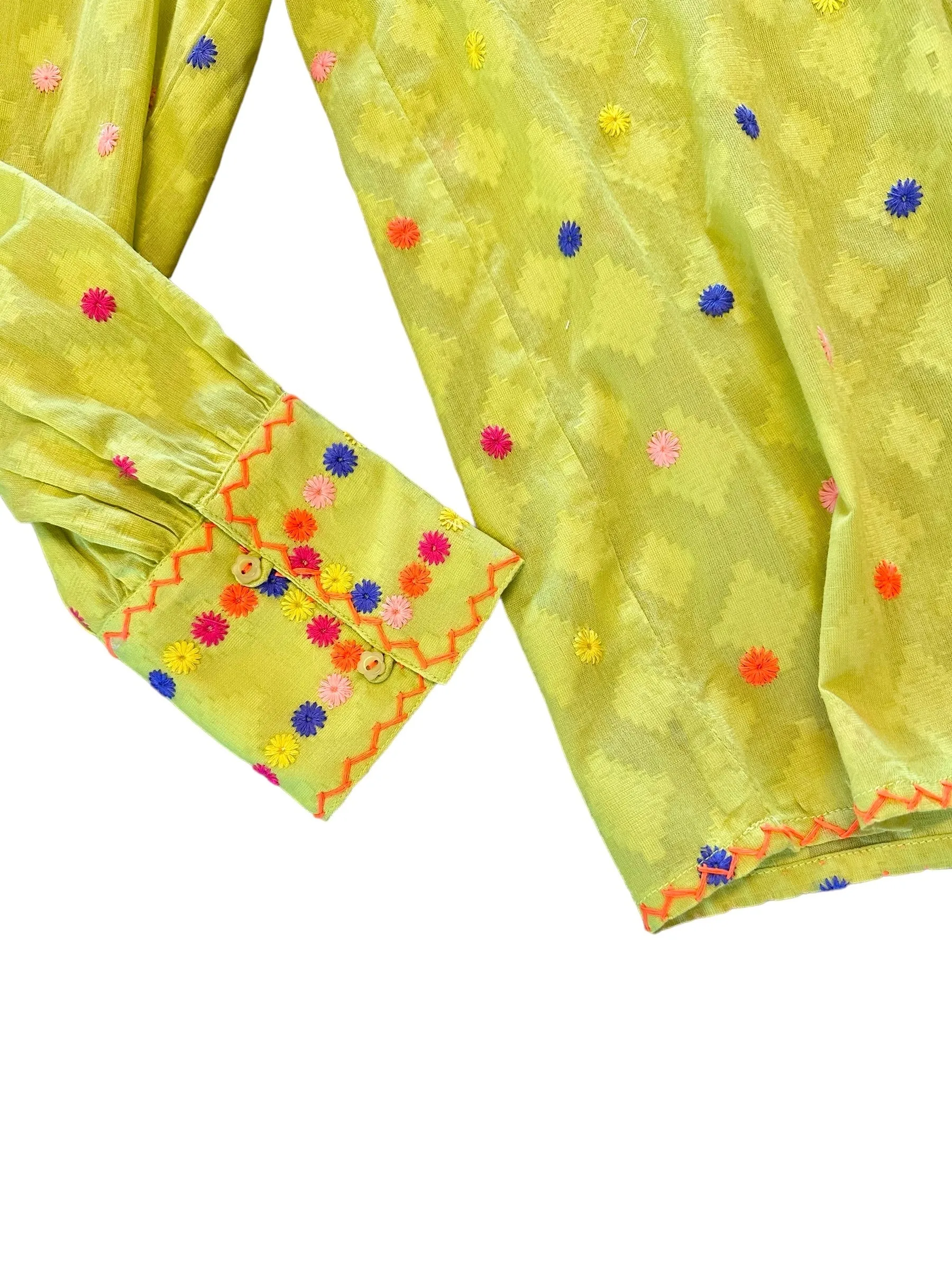 Juniper Berry Blouse in Lime with embroidered by Nimo