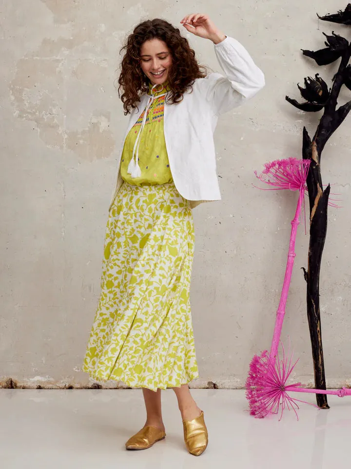 Juniper Berry Blouse in Lime with embroidered by Nimo