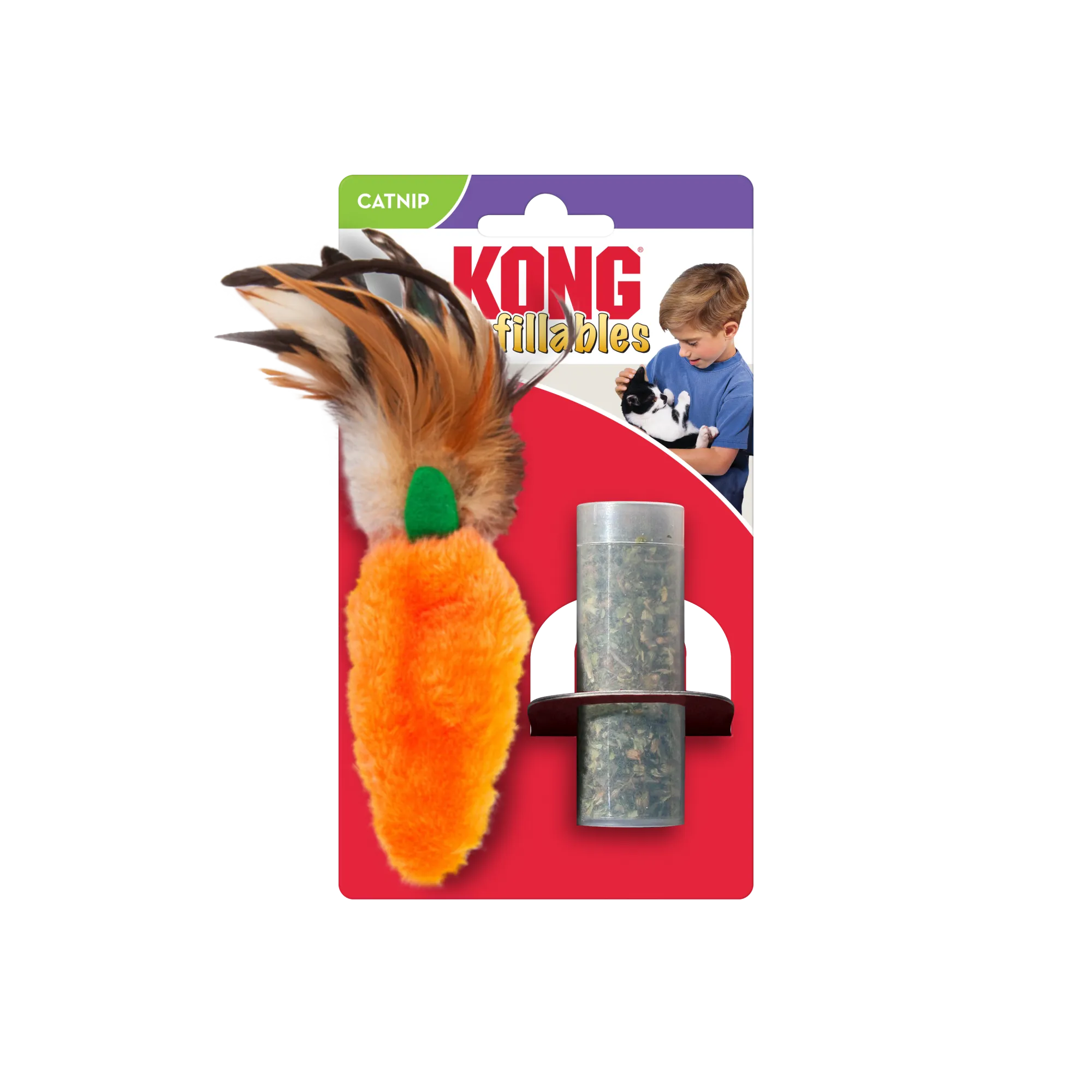 KONG Refillables Carrot w/Feather Top Cat Toy