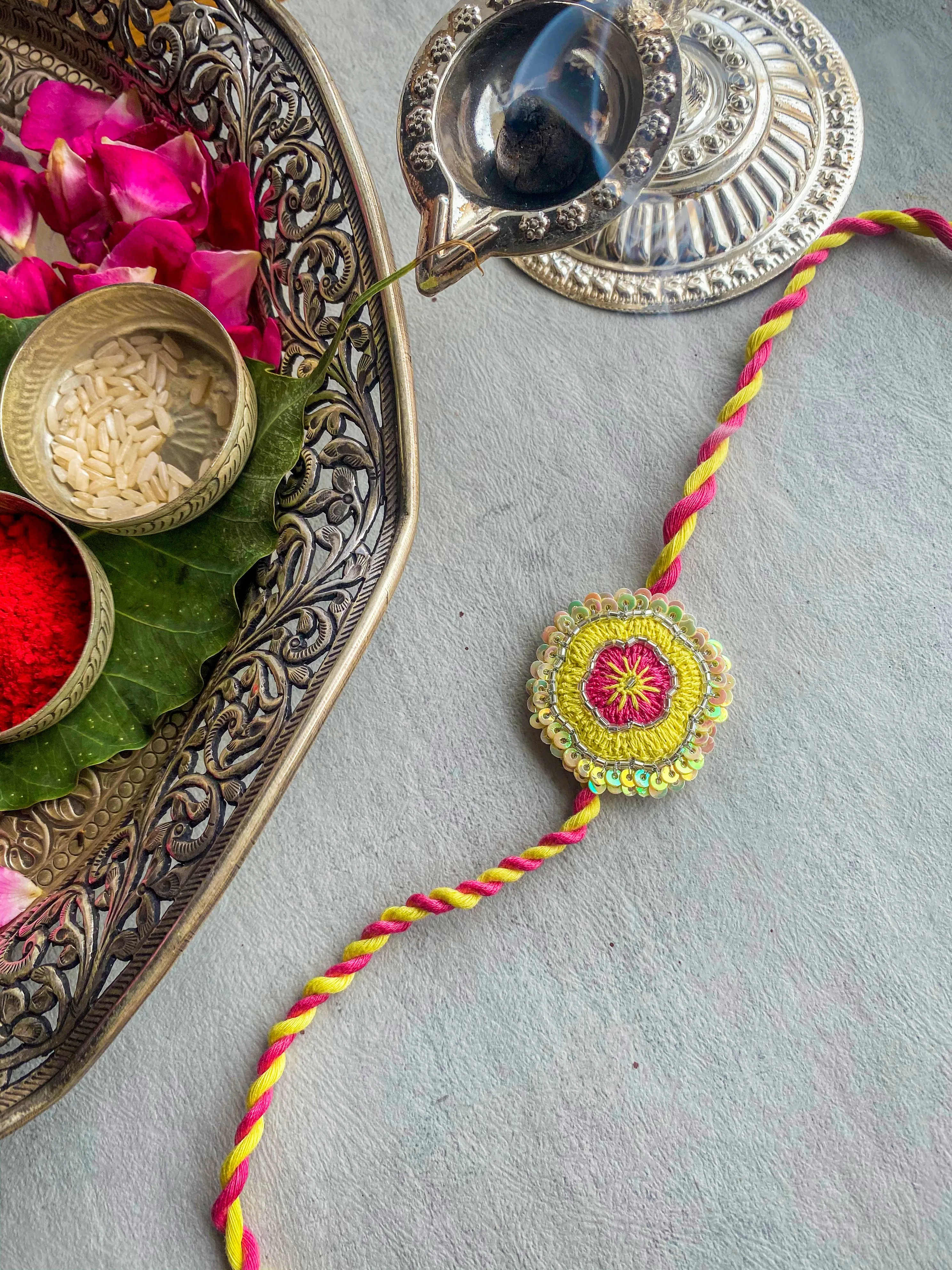 Lantana Embroidered Rakhi