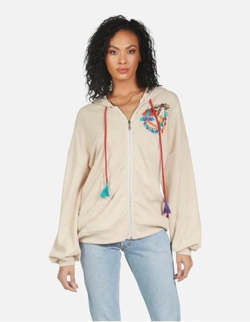 Lauren Moshi Aisha Peace Love Camel Zipper Hoodie