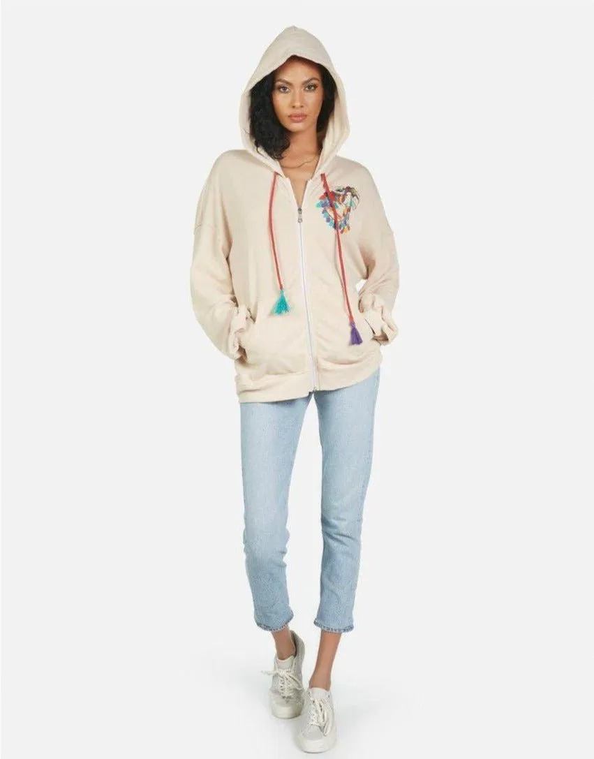 Lauren Moshi Aisha Peace Love Camel Zipper Hoodie