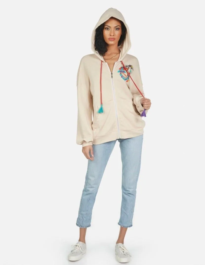 Lauren Moshi Aisha Peace Love Camel Zipper Hoodie