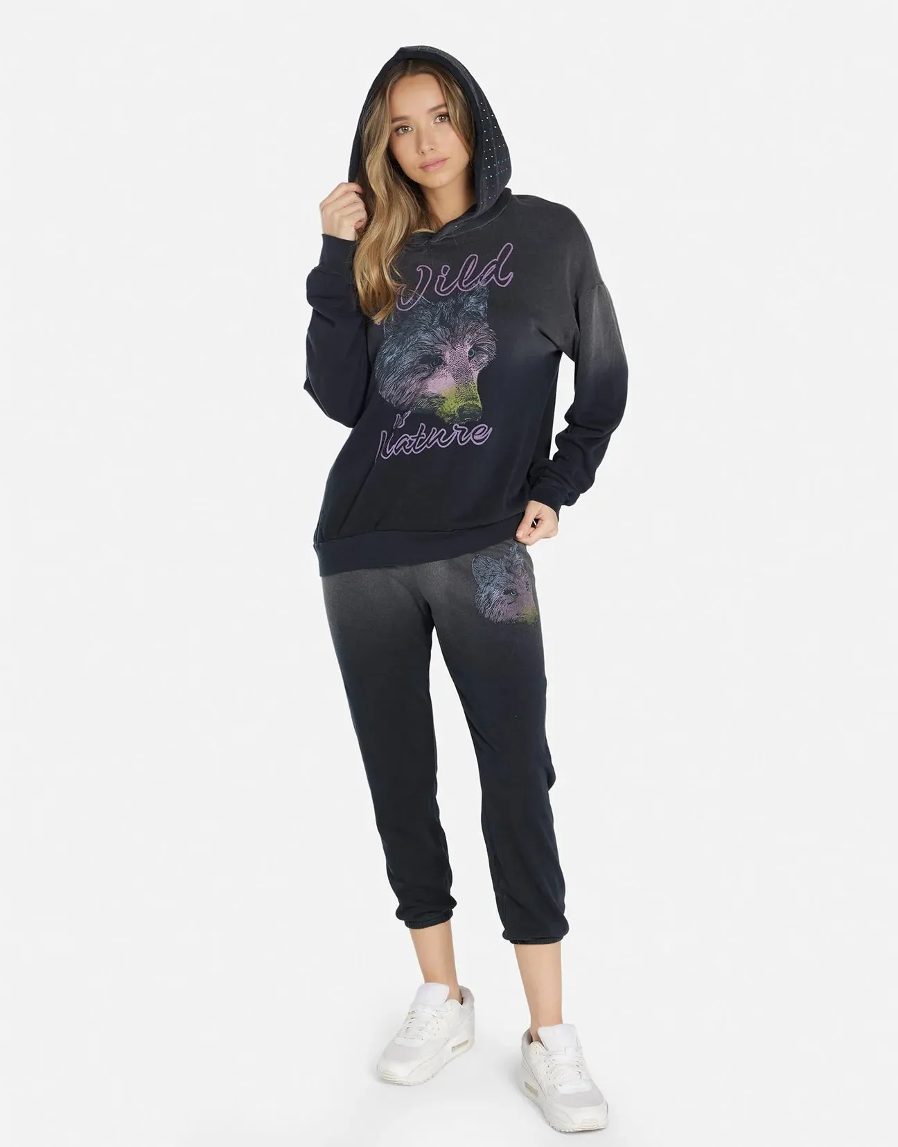 Lauren Moshi Harmony Wild Wolf Hooded Sweatshirt