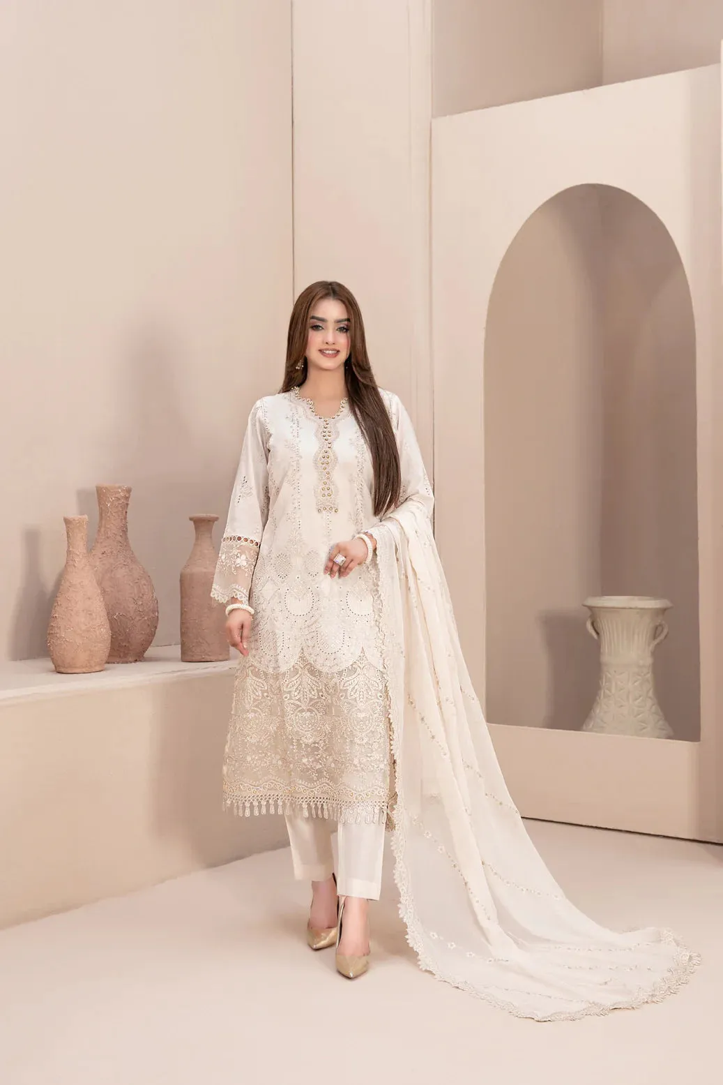 LEMA BY TAWAKKAL 3 Piece Un Stitched Suit - D-2169