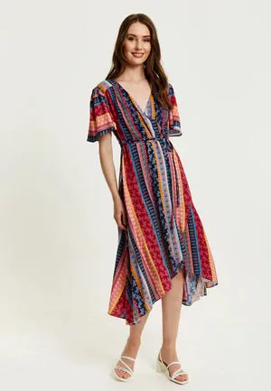 Liquorish Multicolour Paisley Print Midi Wrap Dress