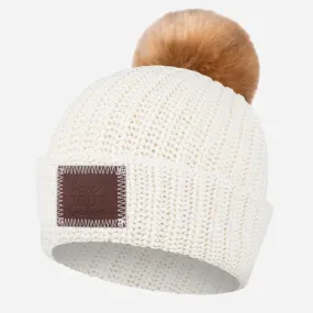 Love Your Melon - White Speckled Pom Beanie (Natural Pom)