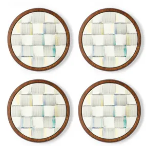 MacKenzie-Childs Sterling Check Enamel Coasters - Set of 4