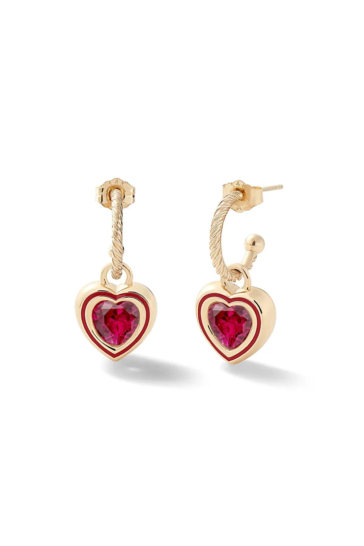 Madison Hoops with Heart Bezel Charm