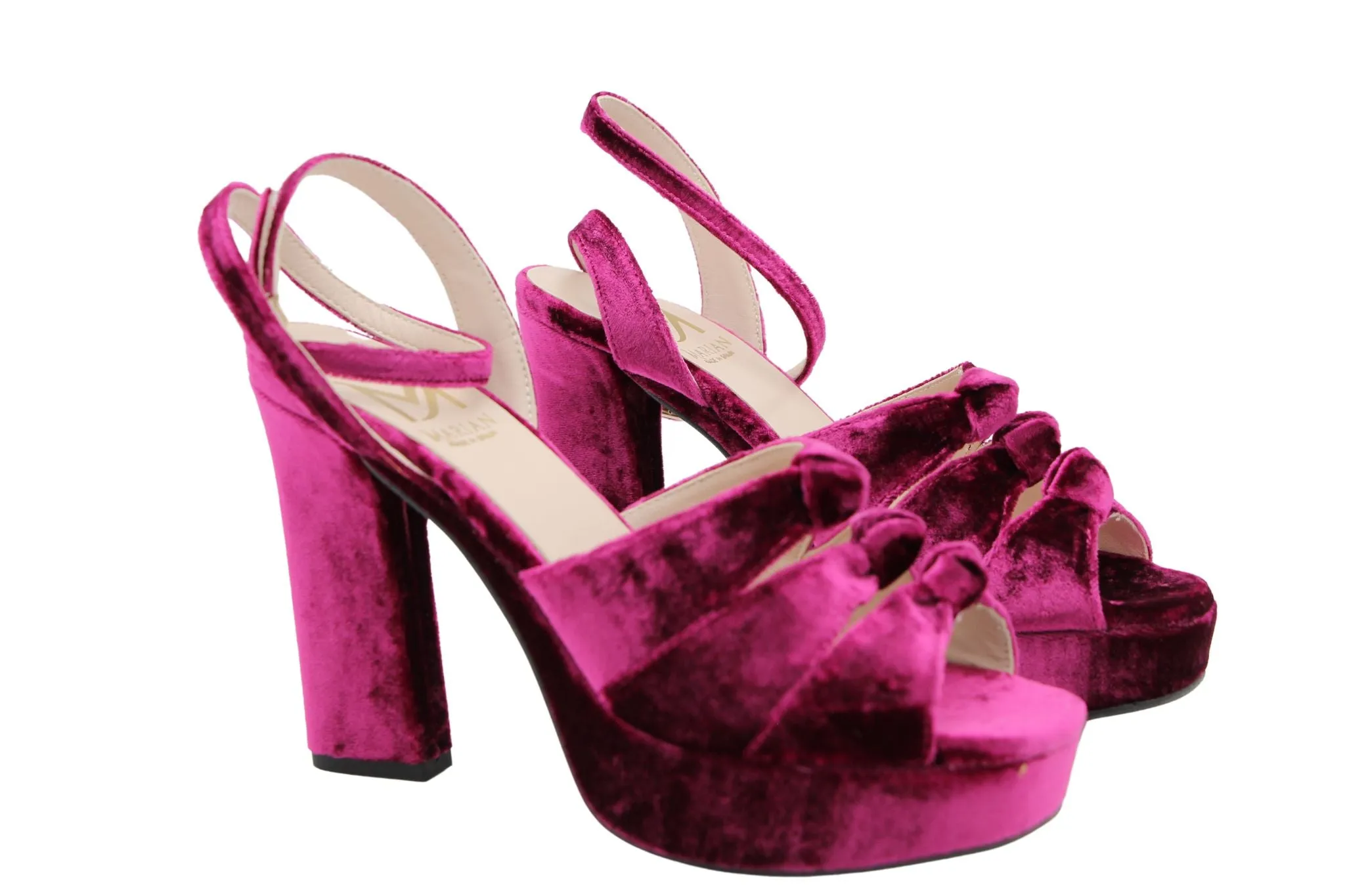 MARIAN Raspberry Crushed Velvet Platform Sandal 55805