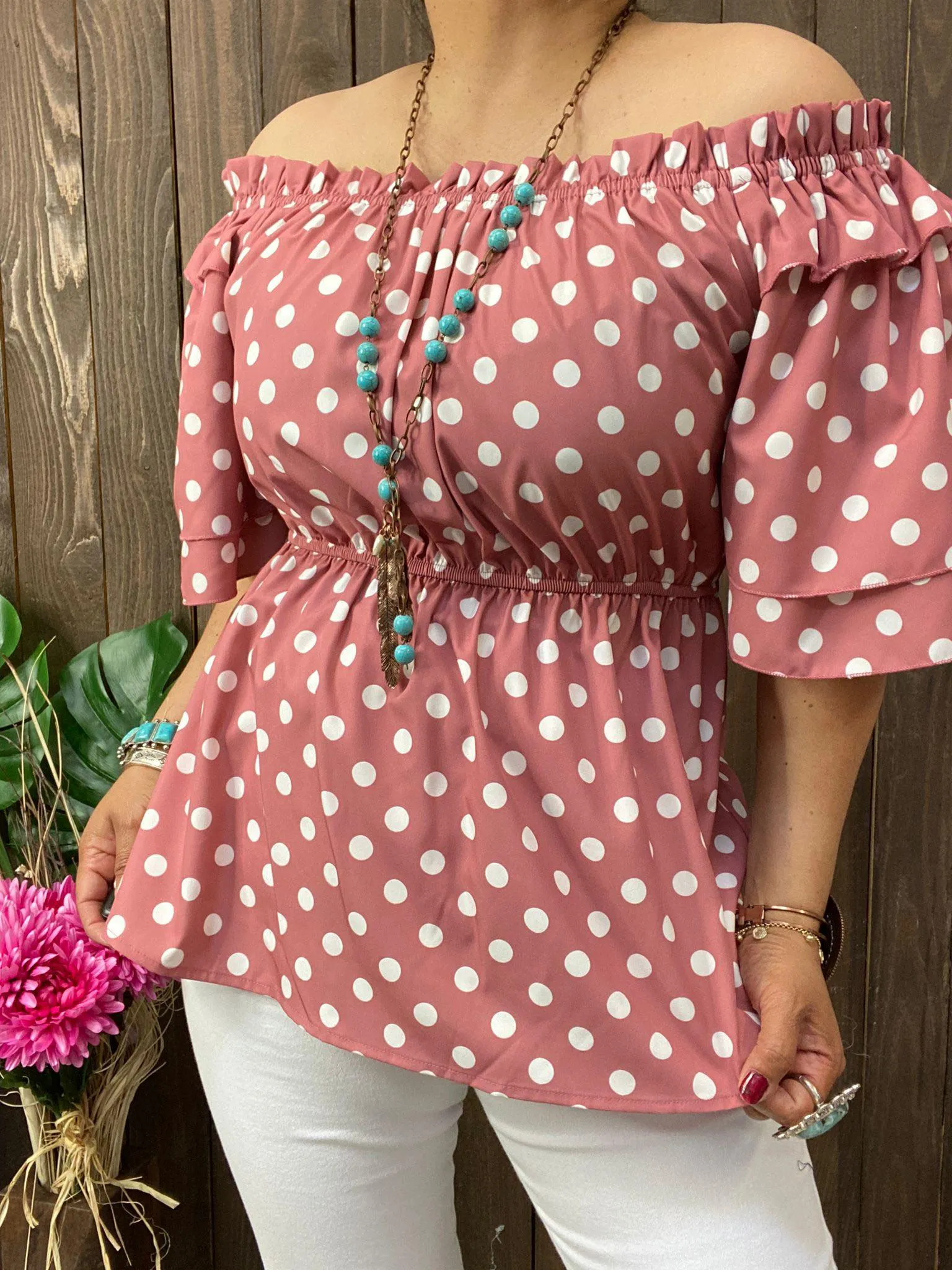 Mauve Polka dot blouse