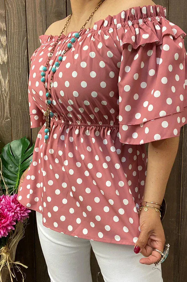 Mauve Polka dot blouse