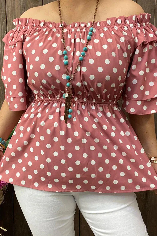 Mauve Polka dot blouse