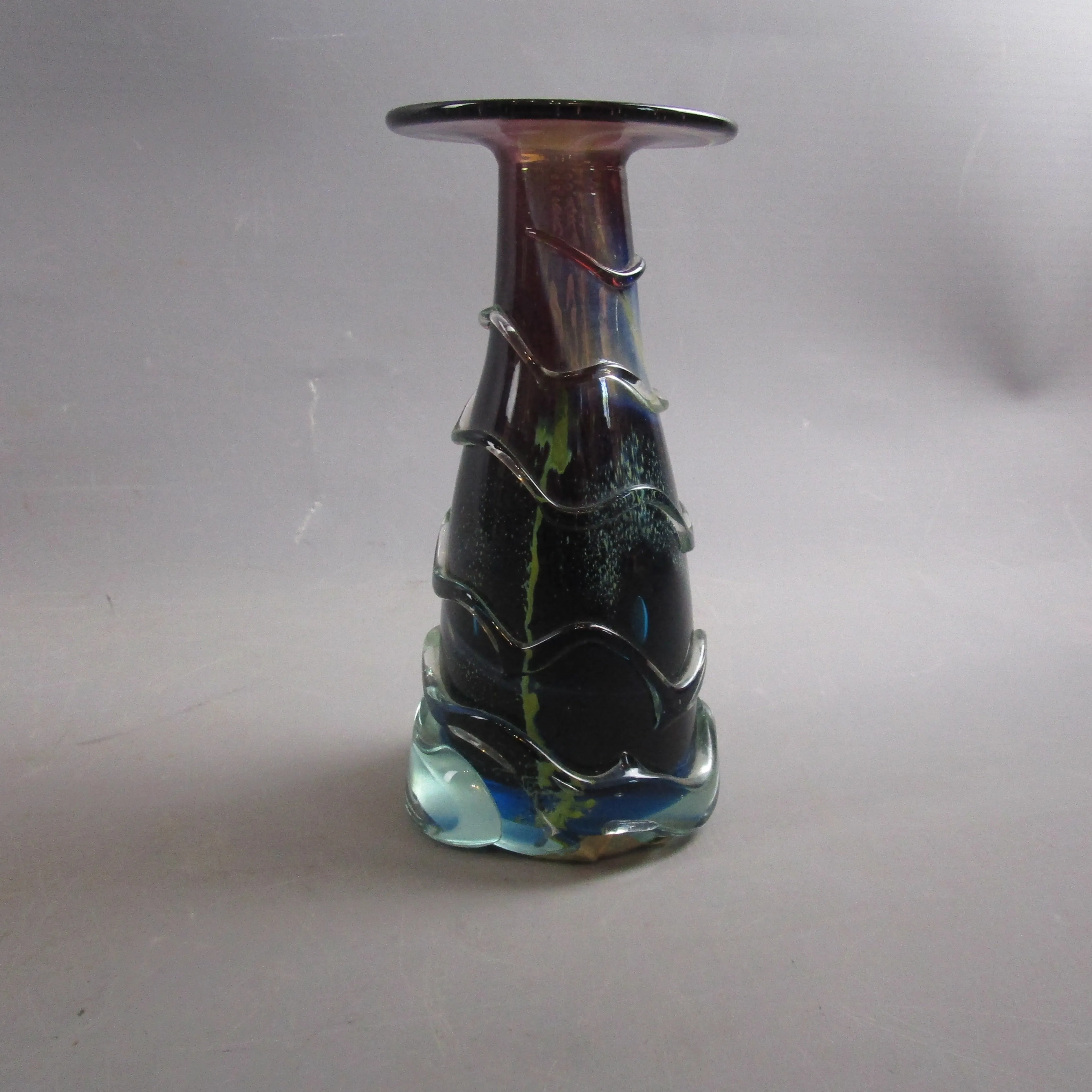 Mdina Flat Top Bottle Art Glass Vase Vintage c1970