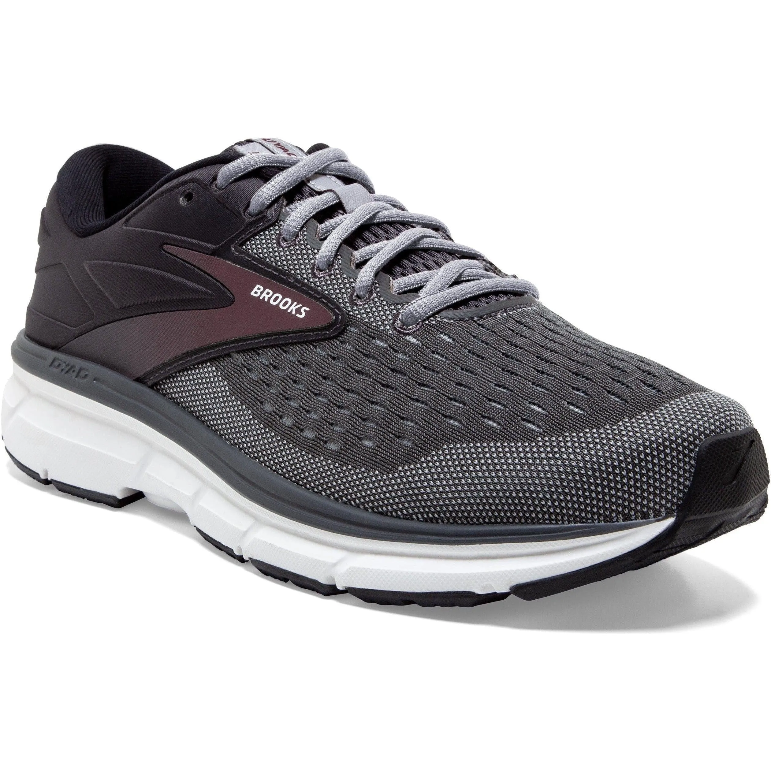 Men's Brooks Dyad 11, Blackened Pearl/Alloy/Red, 8 D Medium