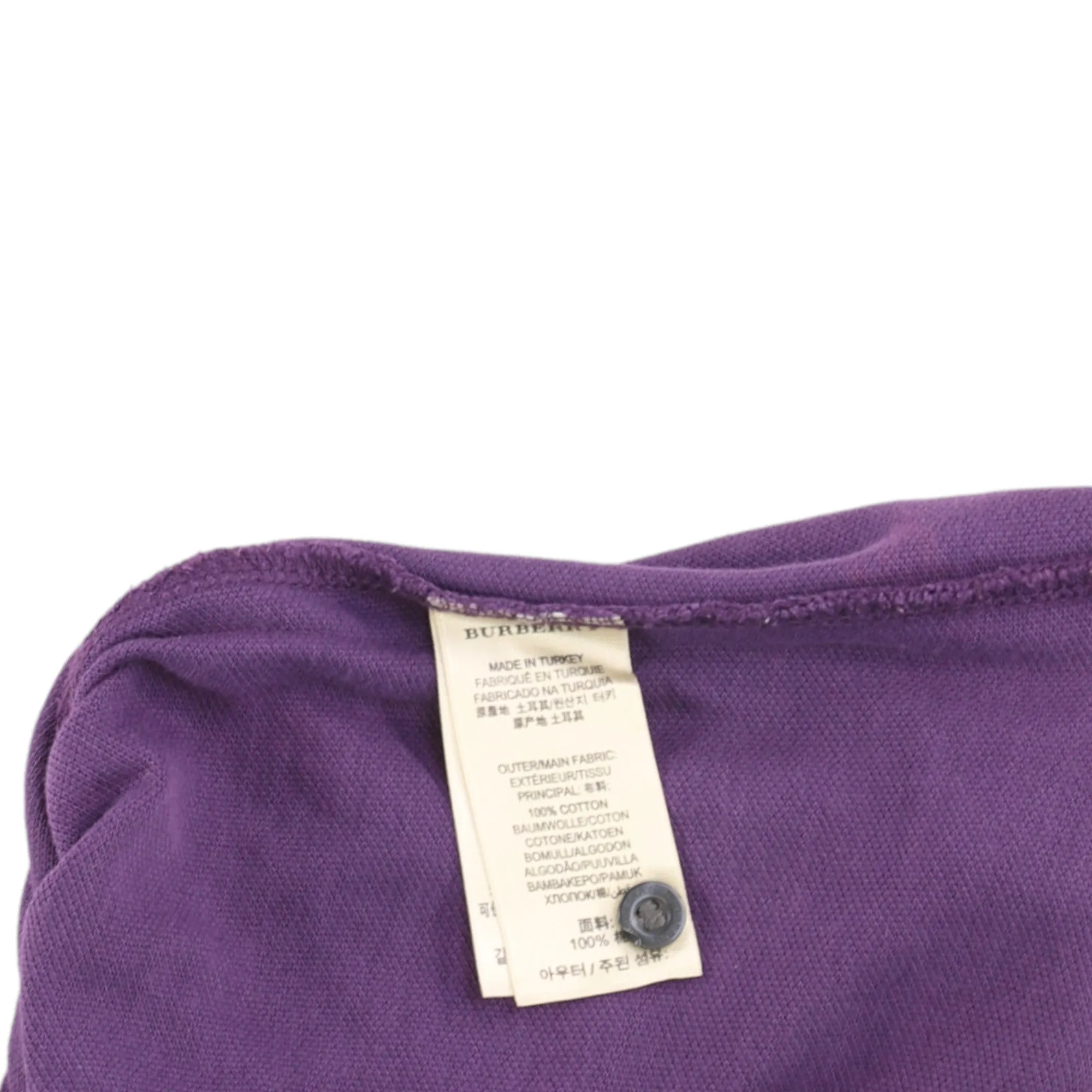 Men's Embroidered Logo Polo Shirt Purple Size M