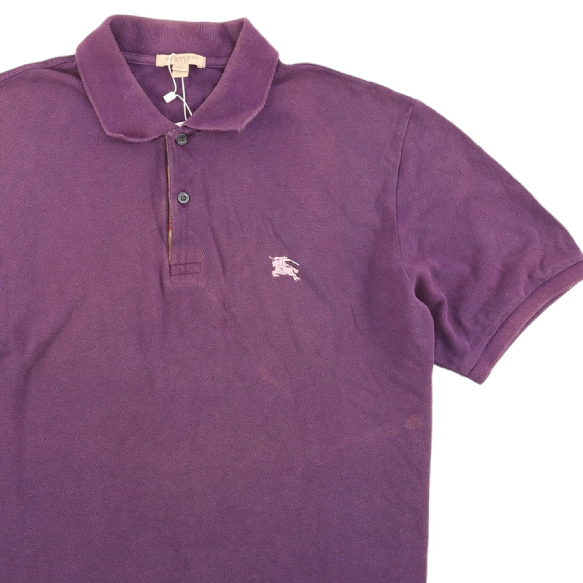 Men's Embroidered Logo Polo Shirt Purple Size M