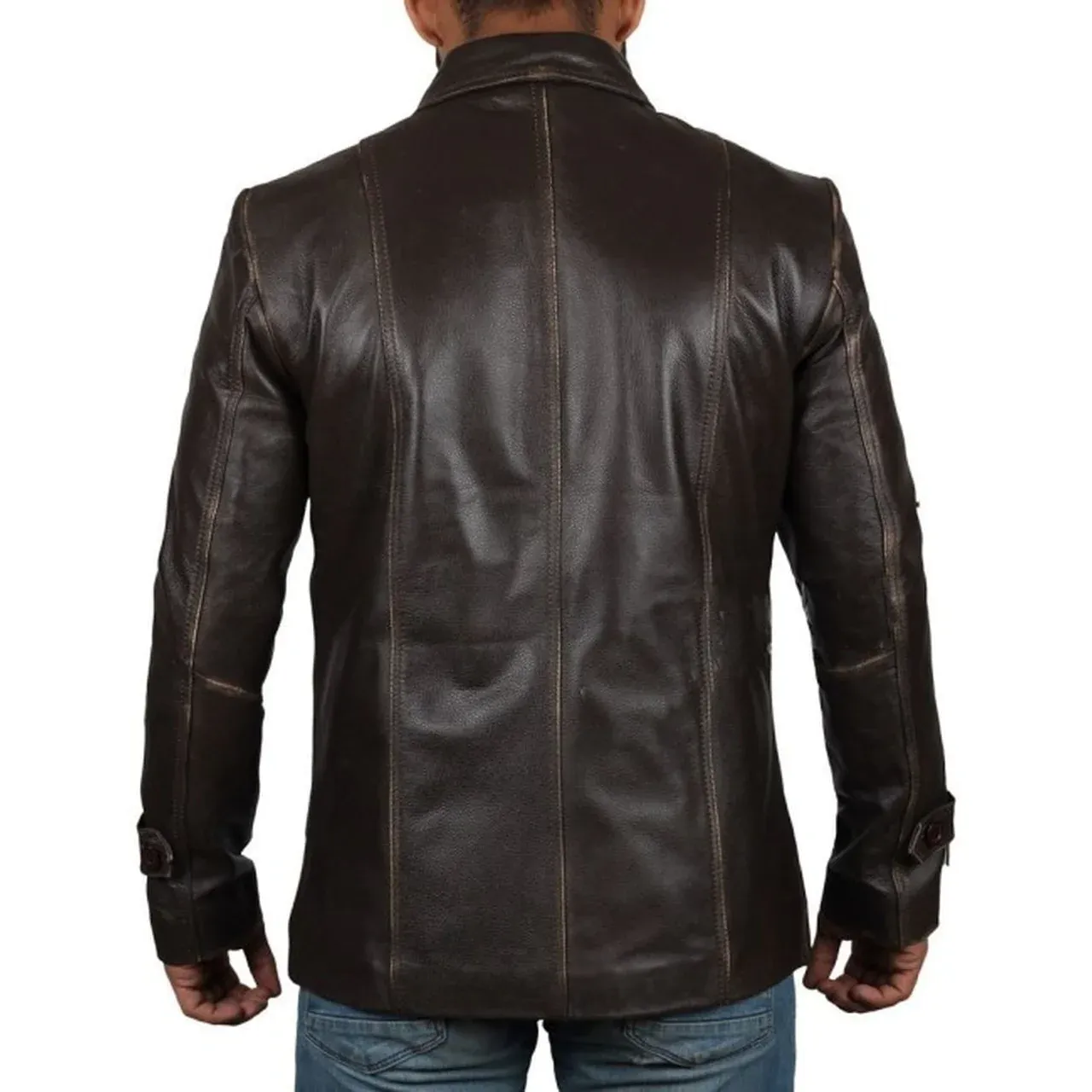 Men’s Stylish Cafe Racer Biker Distressed Brown Leather Jacket