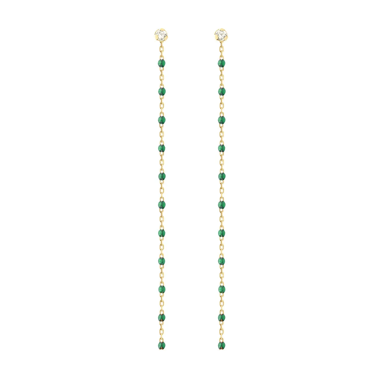 Mini Gigi Party Emerald diamond earrings, Yellow Gold