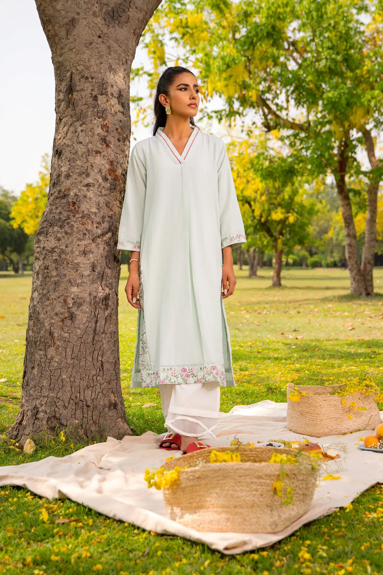 MINT GREEN EMBROIDERED SHIRT