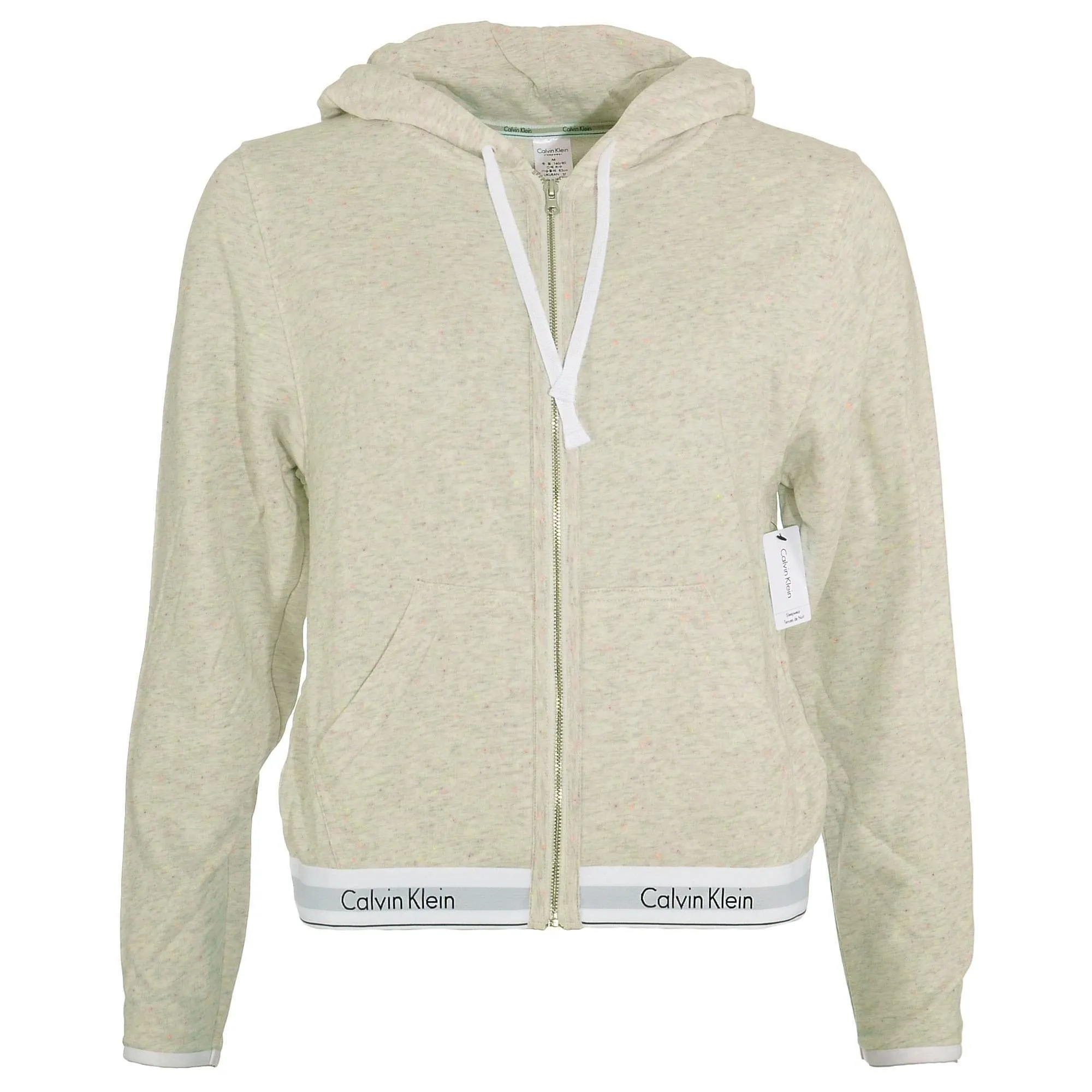 Modern Cotton Zip Hoody, Snow Heather - Neon Neps