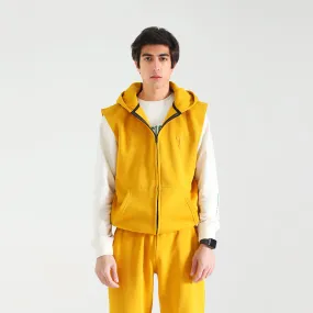 Mustard Sleeveless Fleece Hoodie