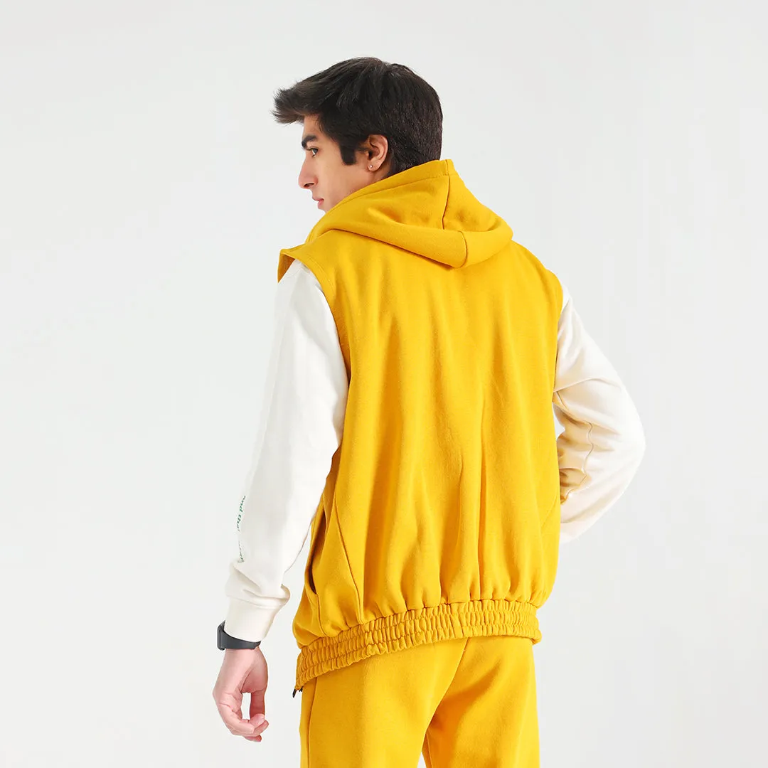 Mustard Sleeveless Fleece Hoodie