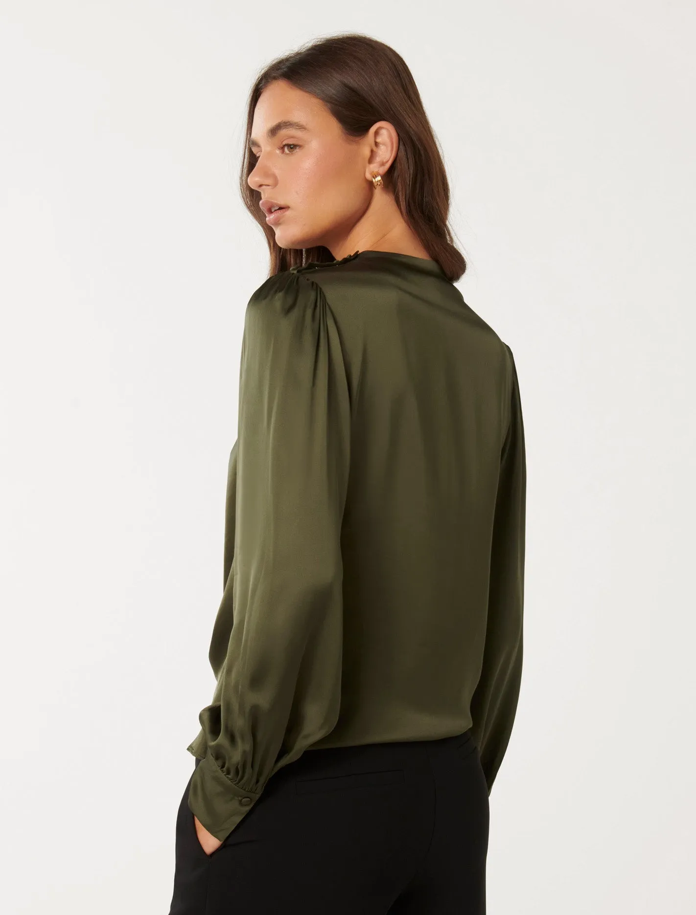 Nancy Drape Neck Button Blouse