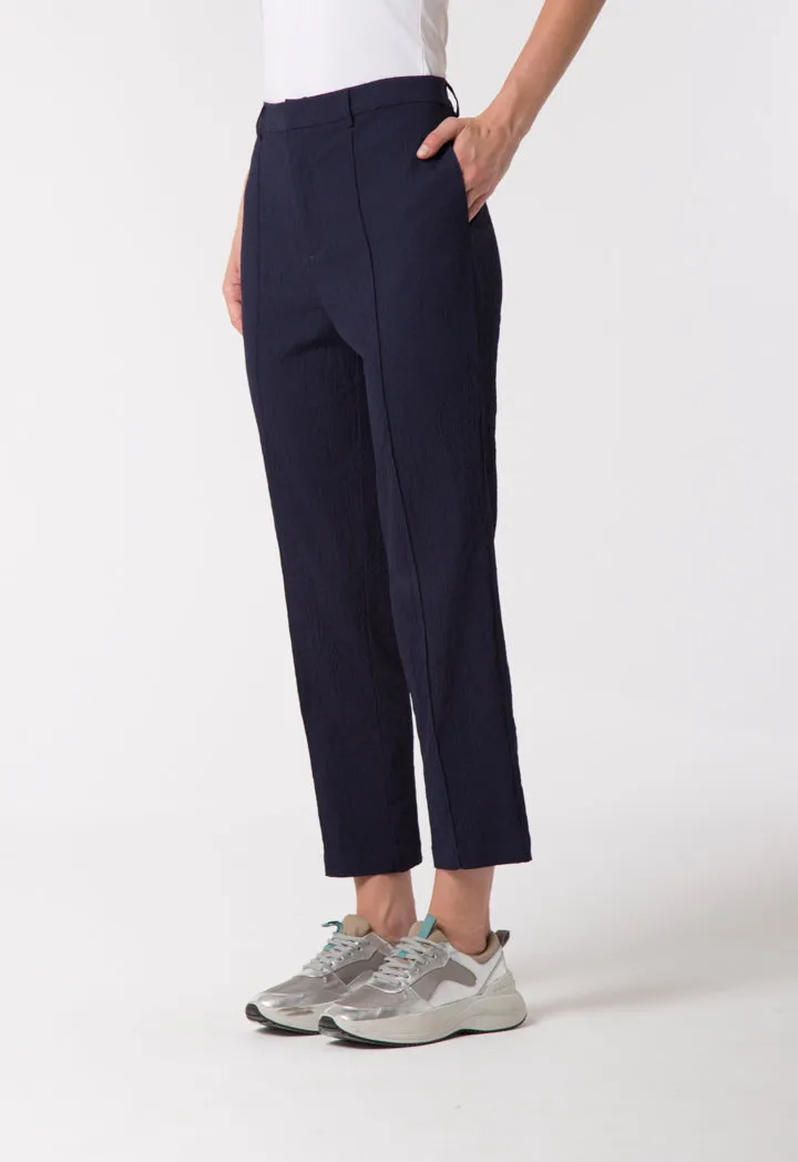 Navy Textured Trouser